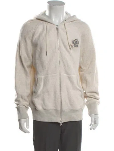 Pre-owned Moncler Double Patch Crew Neck Hoodie In White