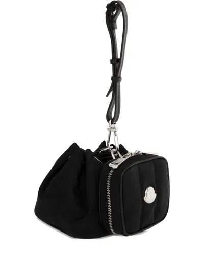 Moncler Double-pouch Logo-patch Tote Bag In Black