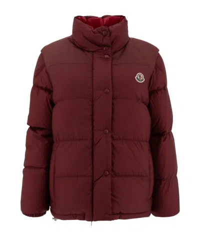 Moncler Verone Reversible Short Down Jacket In Red