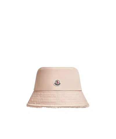 Moncler Logo-patch Bucket Hat In Nude