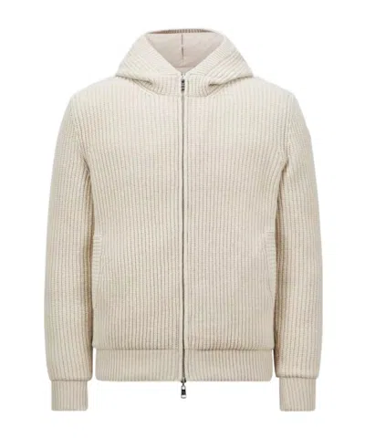 Moncler Double-sided Wool Cashmere Filled Hoodie In Nude