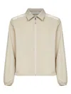 Moncler Double-slider Zip Seersucker Shirt In Neutral