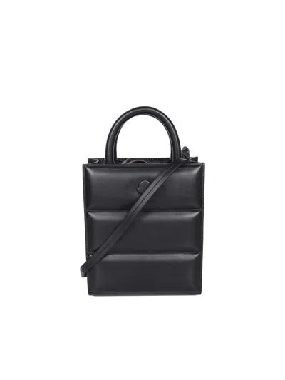 Moncler Doudoune Black Mini Tote Bag In Animal Print