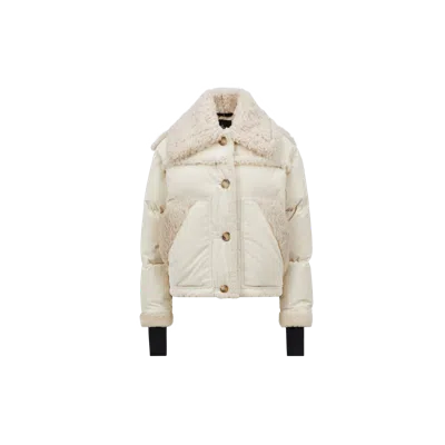 Moncler Caleu Corduroy Short Down Jacket White
