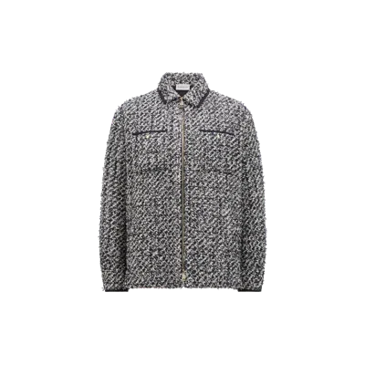 Moncler Tweed Down Shirt Jacket Multicolor In Multicolour
