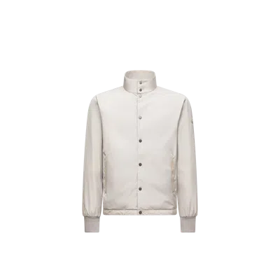 Moncler Doudoune Courte À Bords En Cuir Lanques In White