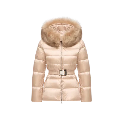 Moncler Cupidones Shearling-trimmed Short Down Jacket In Pink