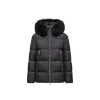 Moncler Laichefur Hooded Shearling-trimmed Short Down Jacket In Black