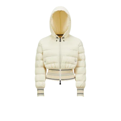 Moncler Jeypore Embroidered Hooded Short Down Jacket White In Multicolor