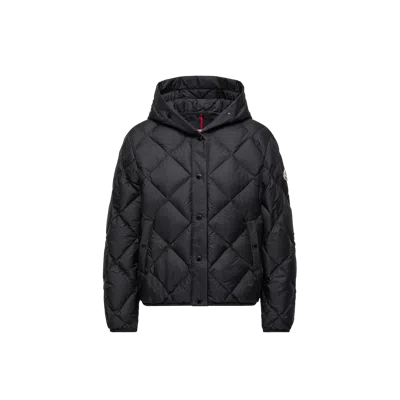 Moncler Arvouin Hooded Diamond-quilted Short Down Jacket Black