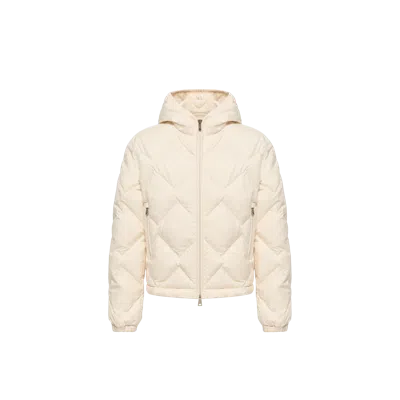 Moncler Arvouinne Hooded Triangle-quilted Short Down Jacket In White
