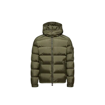 Moncler Men Baudinet Down Jacket With Logo Patch In Green