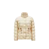 Moncler Antigone Leather-trimmed Short Down Jacket Beige In Neutral