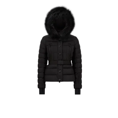 Moncler Veste De Ski À Capuche En Shearling Beverley In Black