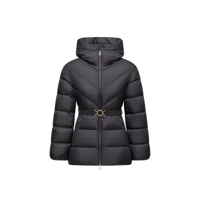 Moncler Brosse Diagonal-quilted Hooded Short Down Jacket Black