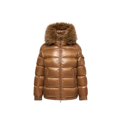 Moncler Hypolais Hooded Plush-trimmed Quilted Shell Down Jacket In Brown