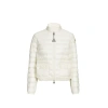 Moncler White Crop Down Jacket With Drawstring In Blanc