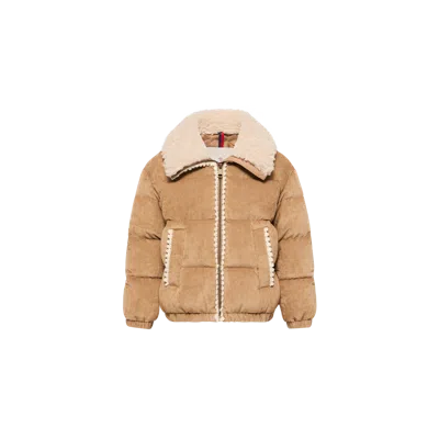 Moncler Kids' Doudoune En Velours Côtelé Rosamund, Filles, Beige, Taille: 10a In Burgundy