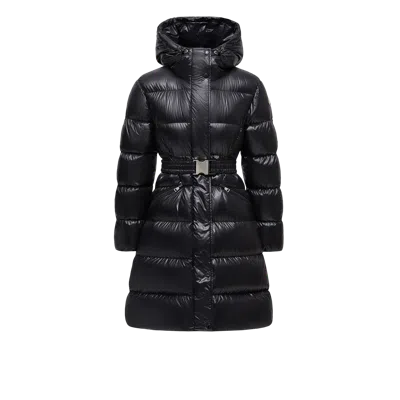 Moncler Bellevue Hooded Long Down Jacket Black