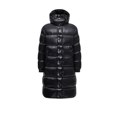 Moncler Doudoune Longue À Capuche Et Matelassage En Carré Hanoverian In Black