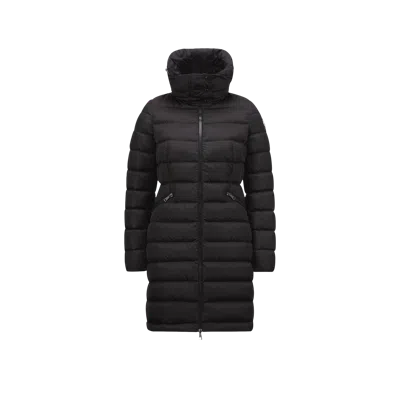 Moncler Flammette Hooded Long Down Jacket Black