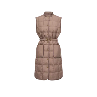 Moncler Cygnette Square Quilted Long Down Vest, Women, Brown, Size: 5