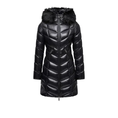 Moncler Fulmarus Faux Fur-trimmed Hooded Long Down Jacket Black