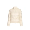 Moncler White Crop Down Jacket With Drawstring In Nude
