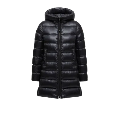 Moncler Suyenne Hooded Mid-length Down Jacket In Black