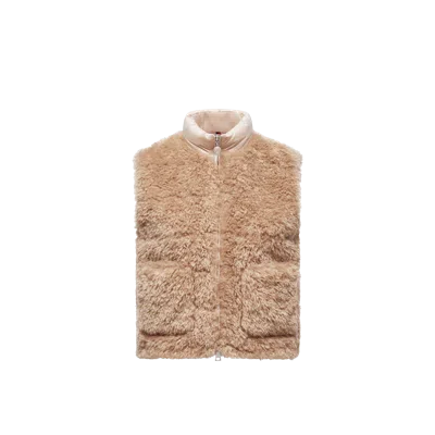 Moncler Doudoune Sans Manches En Teddy Planeze In Brown