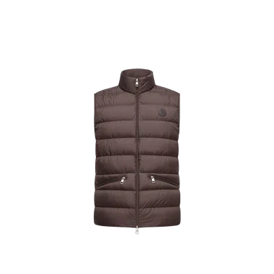 MONCLER TREOMPAN DOWN GILET, MEN, BROWN, SIZE: 7