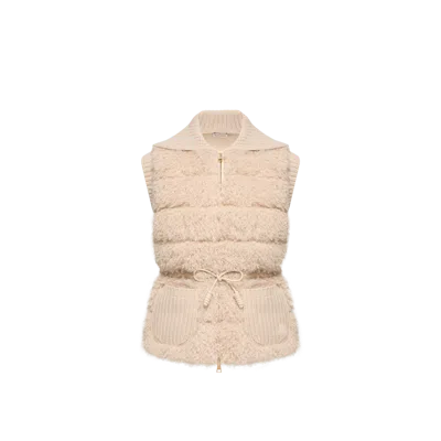 Moncler Wool & Cashmere Blend Down Vest, Women, Beige, Size: Xs In Pink