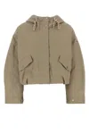 Moncler Dove Grey Polyester Blend Eucalyptus Down Jacket In Brown