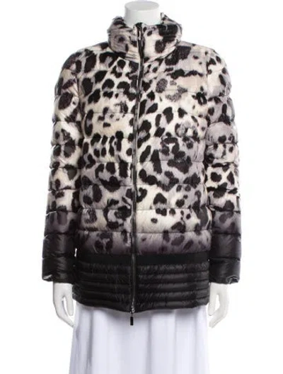 Pre-owned Moncler Down Animal Print Down Jacket In Gray