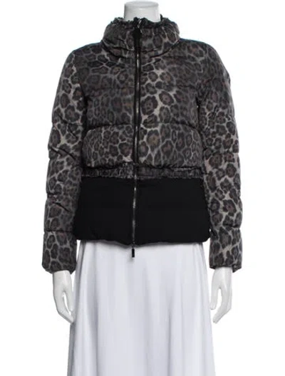 Pre-owned Moncler Down Animal Print Down Jacket In Grey