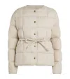 Moncler Caramagne Belted Tech Down Jacket In Gray