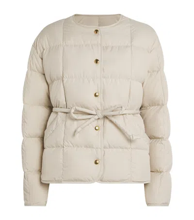 Moncler Down Belted Caramagne Jacket In Gray