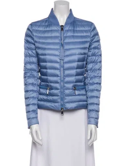 Pre-owned Moncler Down Bomber Jacket In Blue