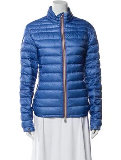 Pre-owned Moncler Down Bomber Jacket In Blue
