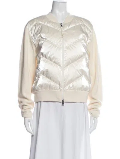 Pre-owned Moncler Down Bomber Jacket In Neutral