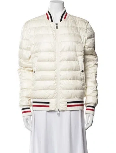 Pre-owned Moncler Down Bomber Jacket In Neutrals