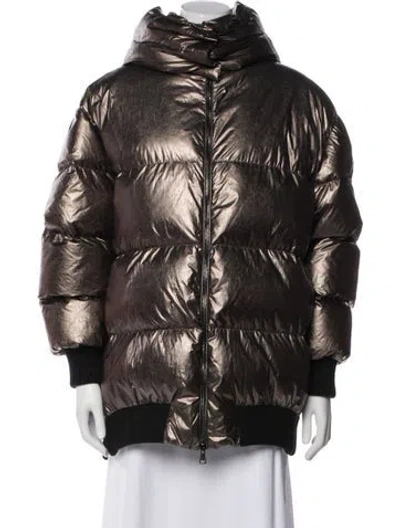 Pre-owned Moncler Down Bomber Jacket In Silver