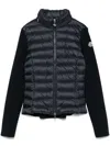 Moncler Black Wool Blend Tricot Jacket In Blue
