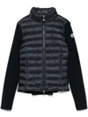 Moncler Black Wool Blend Tricot Jacket In Blue