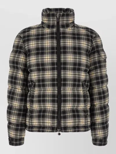 Moncler Down Check Padded Coat In Black