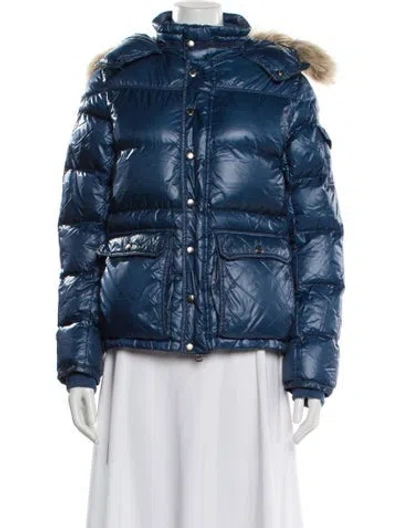 Pre-owned Moncler Down Coat In Blue