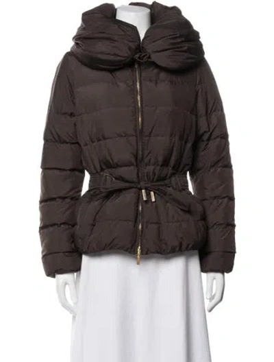 Pre-owned Moncler Down Coat In Brown