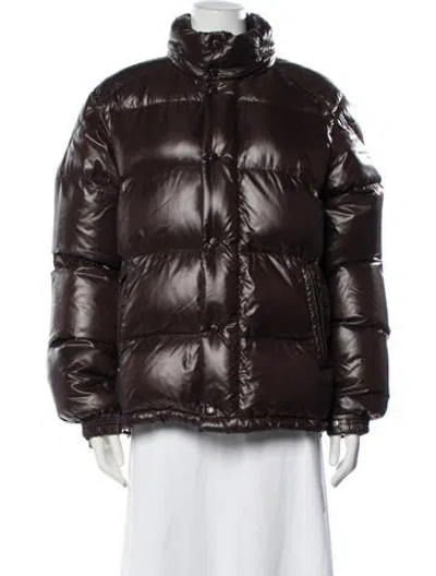 Pre-owned Moncler Down Coat In Brown