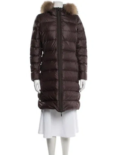 Pre-owned Moncler Down Coat In Brown