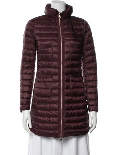 Pre-owned Moncler Down Coat In Burgundy
